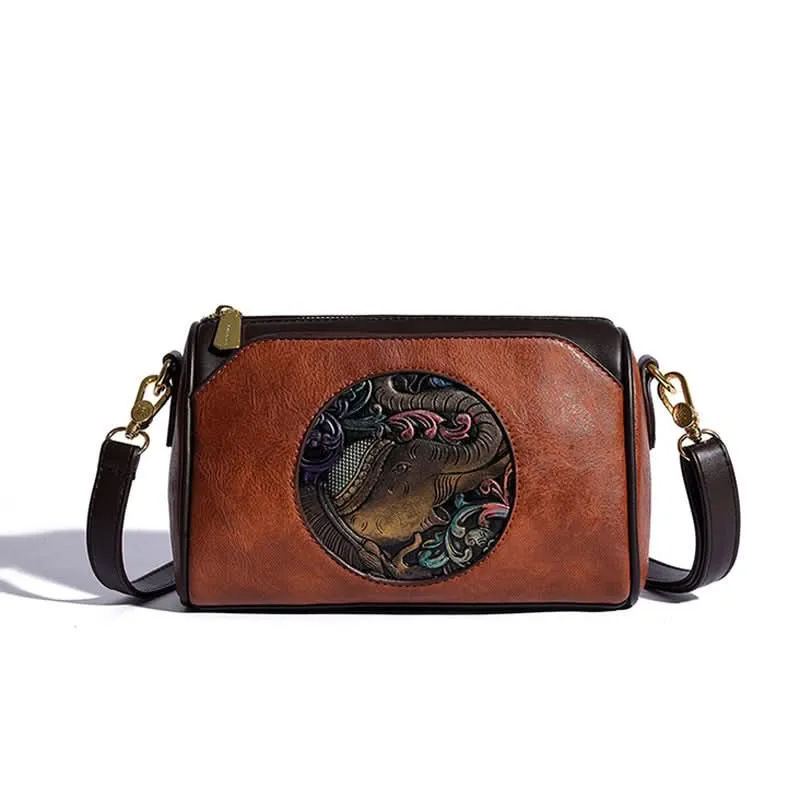 Women's Vintage Embossed PU Leather Pillow Bag – With Multi-Compartment Storage