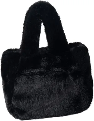 Women's Winter Casual Faux Furs Furry Small Shoulder Bucket Bag Solid Color Plush Crossbody Satchel Fuzzy Handbag Purse