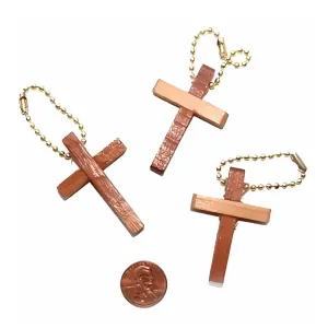 Wooden Cross Key Chains (24 total key chains in 2 bags) 31¢ each
