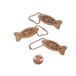 Wooden "Jesus" Fish Key Chains (24 total key chains in 2 bags) 38¢ each