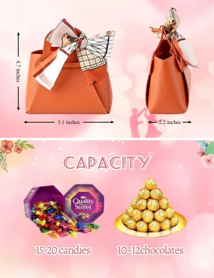 Worldoor 12 Pack Leather Wedding Candy Gift Bags with Handle Reusable Party Favor Boxes for Baby Showers Birthday Christmas Halloween Wedding Anniversary Valentine's Day and New Year (Multicolor)
