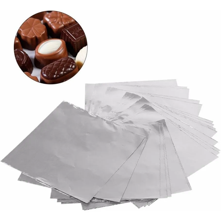 Wowagoga 6x6 Inches Aluminum Foils Paper Chocolate Candy Wrapping/Packing Sheets, Silver,Pack of 200