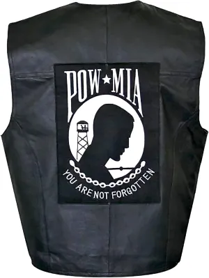 Xelement 3006 Motorcycle Leather Vest For Men - POW Patriot - Premium Genuine Biker Club Gilet
