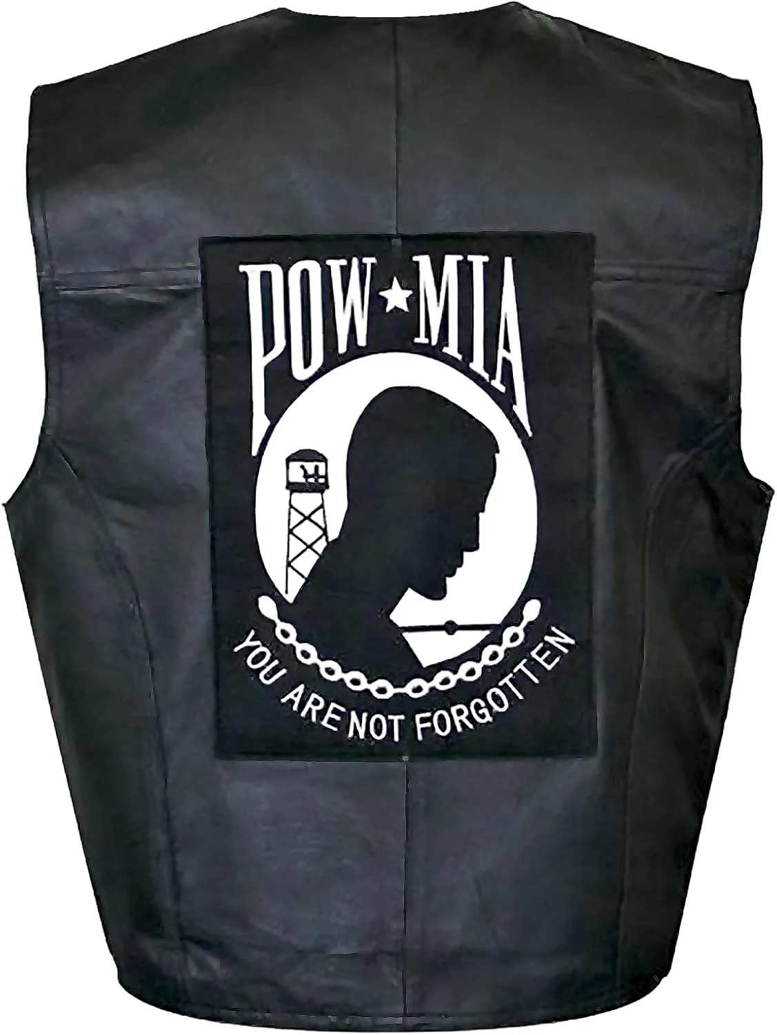 Xelement 3006 Motorcycle Leather Vest For Men - POW Patriot - Premium Genuine Biker Club Gilet