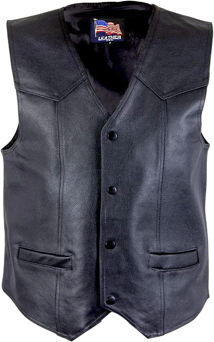 Xelement 3006 Motorcycle Leather Vest For Men - POW Patriot - Premium Genuine Biker Club Gilet