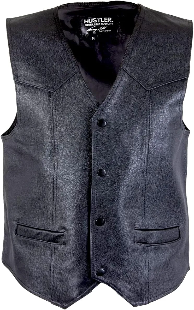 Xelement HSVT 210 Hustler US Flag Motorcycle Leather Vest For Men - Freedom is Not Free - Premium Genuine Biker Club Gilet