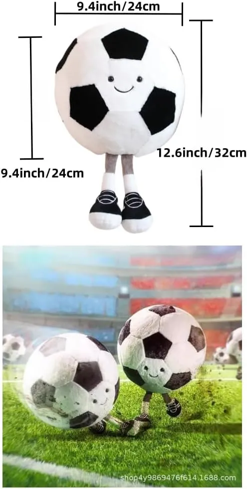 Xshelley12 inch Footbal/Basketball Plush Toys Pillow,Stuffed Sports Balls Plush Toys,Creative Basketball/Football Plush Doll,Spherical Soft CushionKids Gift (Football)