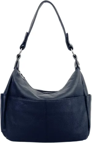 YALUXE Women's Genuine Leather Shoulder Bags Hobo Handbags Purses with Double Zipper Pockets and Crossbody Strap