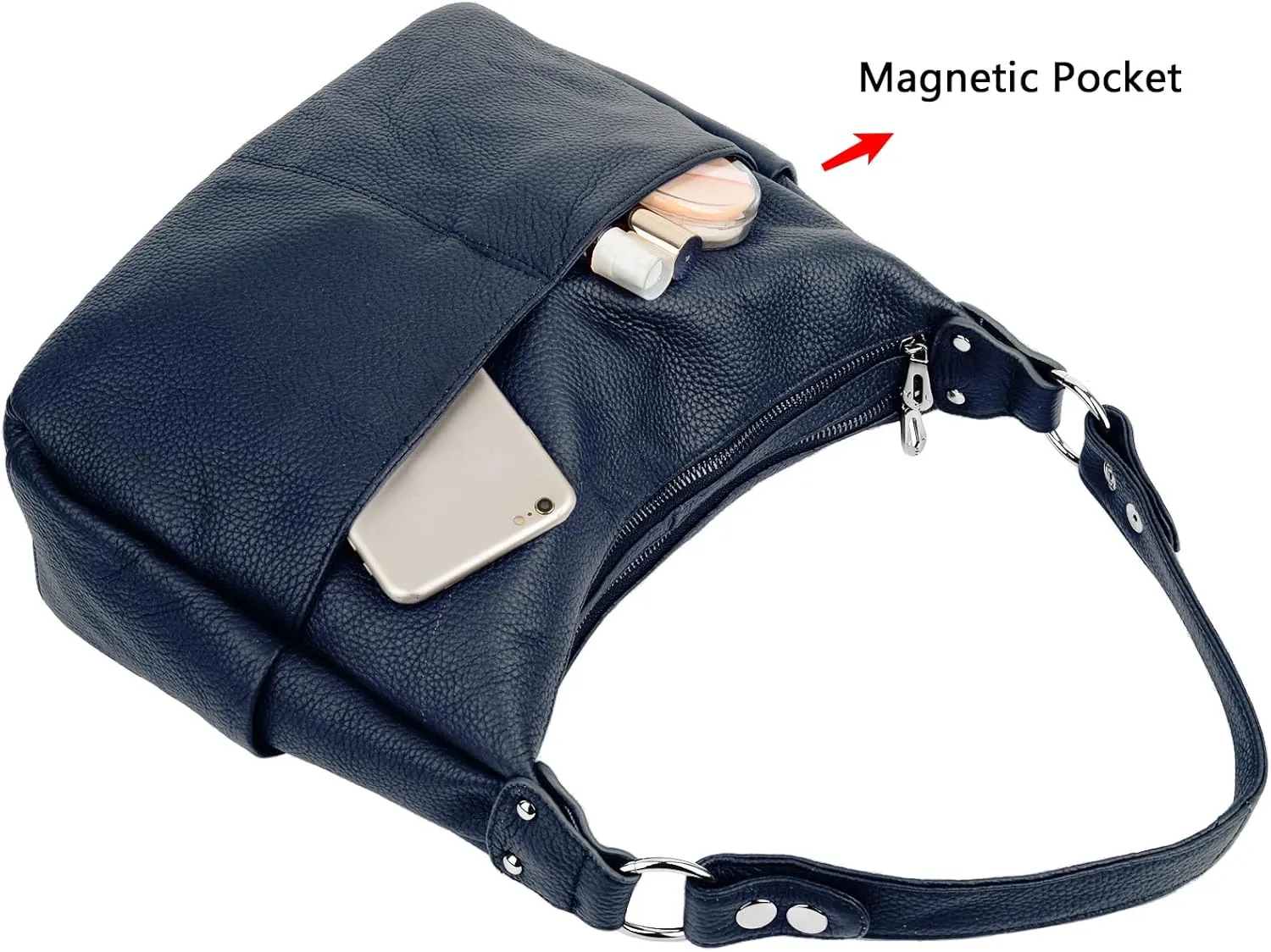 YALUXE Women's Genuine Leather Shoulder Bags Hobo Handbags Purses with Double Zipper Pockets and Crossbody Strap