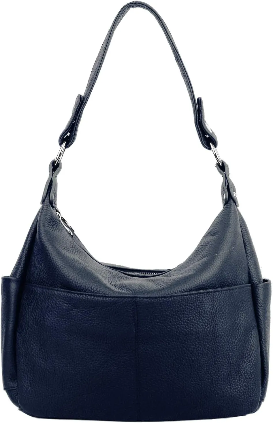 YALUXE Women's Genuine Leather Shoulder Bags Hobo Handbags Purses with Double Zipper Pockets and Crossbody Strap