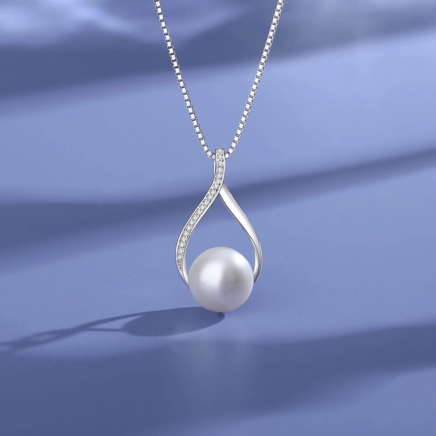 YAMI White/Black Pearl Necklace for Women, S925 Sterling Silver 11-12MM Saltwater Cultured Pearls Pendant Necklace, 18 2Inch Chain Single Pearl jewelry Gifts for Mother