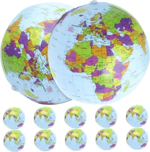 Yardwe 12pcs Inflatable Globe Beach Balls Educational for Pool Beach Parties Easy to Inflate for Outdoor Fun
