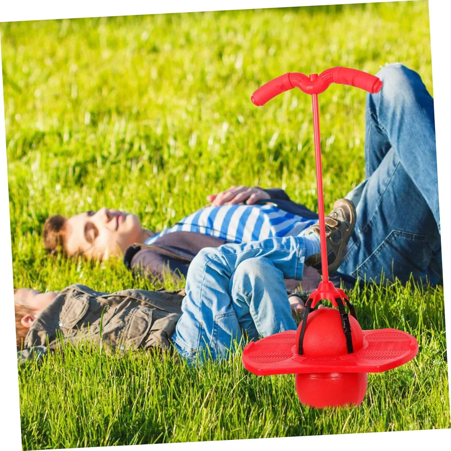 Yardwe Jumping with Handle Rope Funny Sports Exercise with Air Pump for Outdoor Fun Smooth Edges for Safe