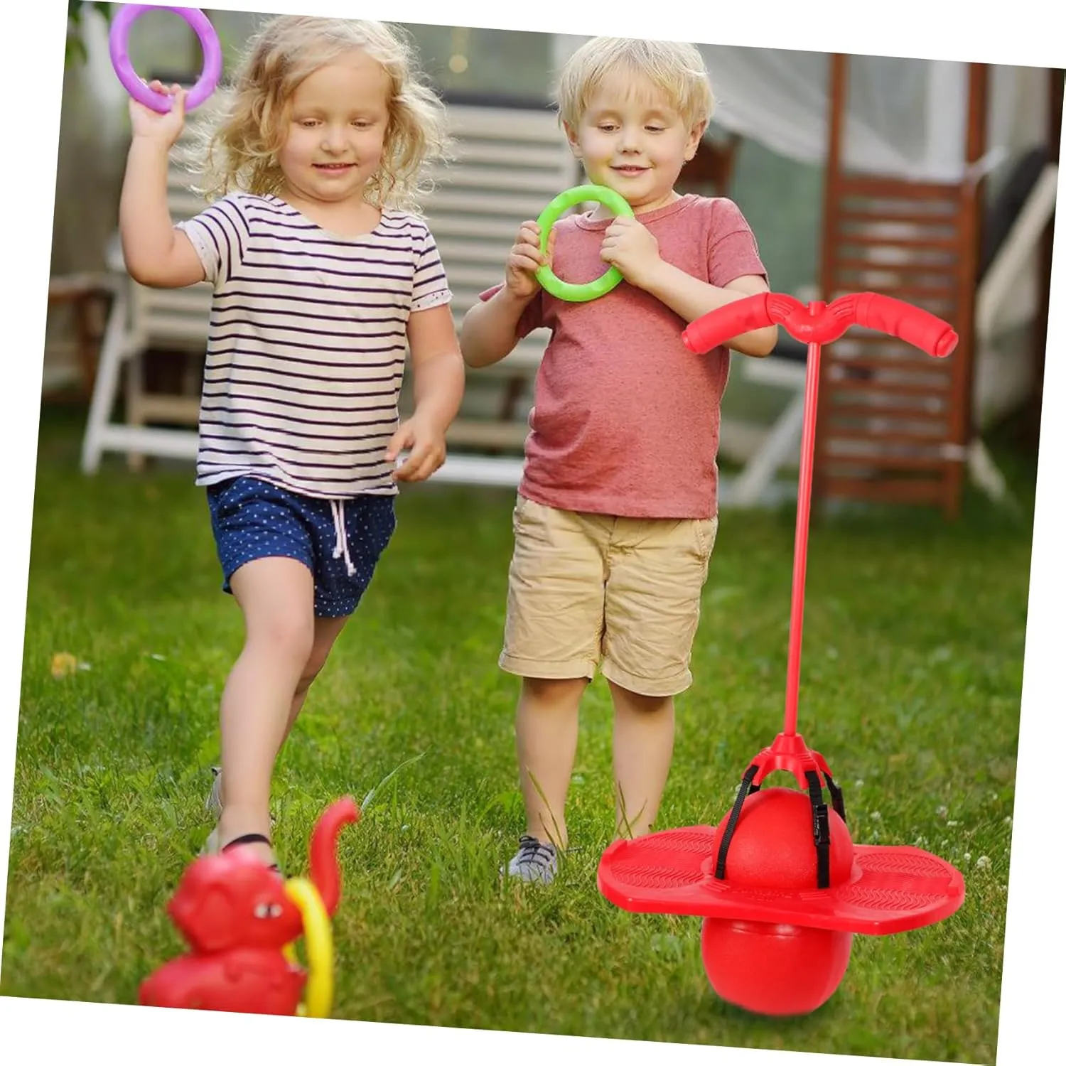 Yardwe Jumping with Handle Rope Funny Sports Exercise with Air Pump for Outdoor Fun Smooth Edges for Safe