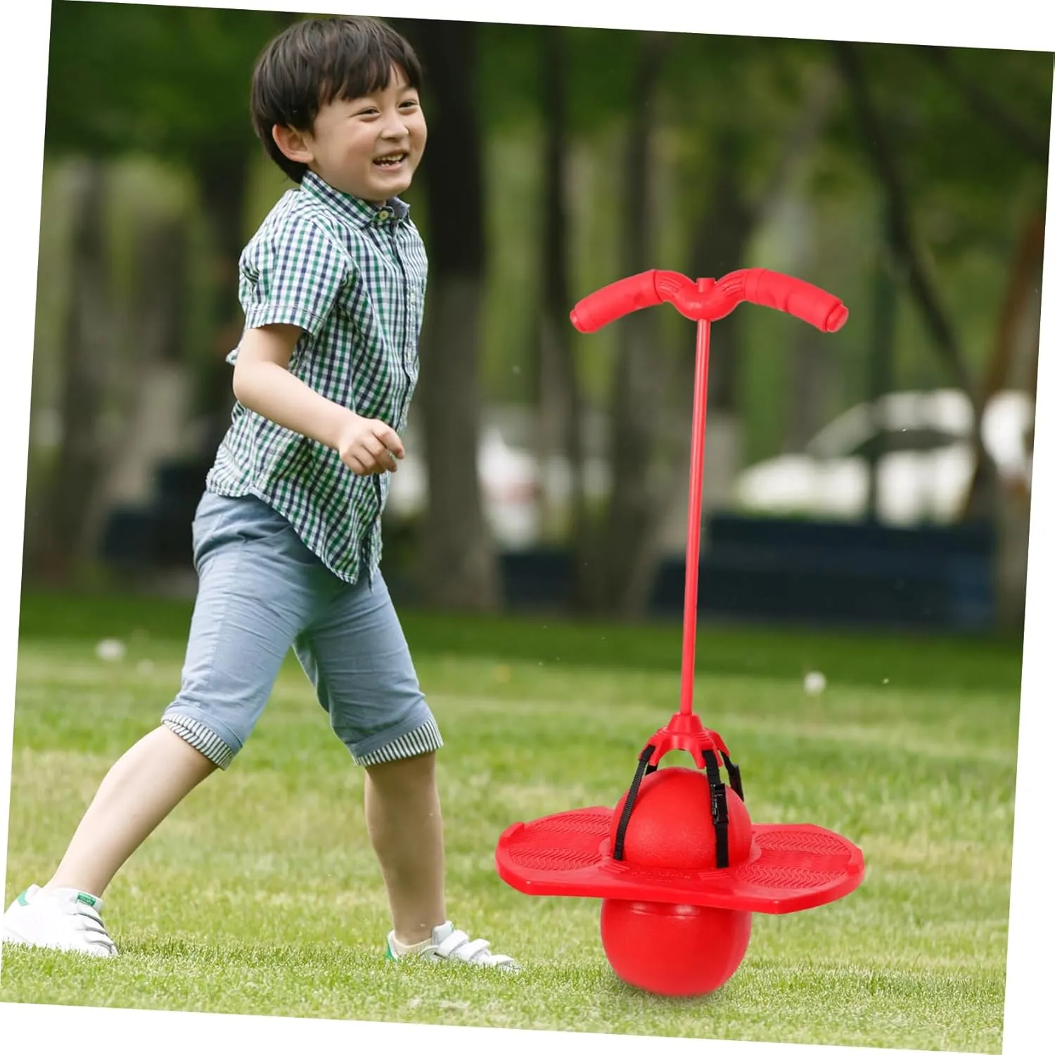 Yardwe Jumping with Handle Rope Funny Sports Exercise with Air Pump for Outdoor Fun Smooth Edges for Safe