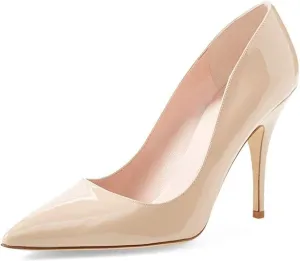 YDN Women's Chic Pointed Closed Toe Mid Heel Pumps Slip on Stiletto Slide Dress Shoe for Party Prom Size 4-15 US