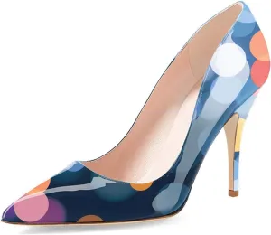 YDN Women's Chic Pointed Closed Toe Mid Heel Pumps Slip on Stiletto Slide Dress Shoe for Party Prom Size 4-15 US