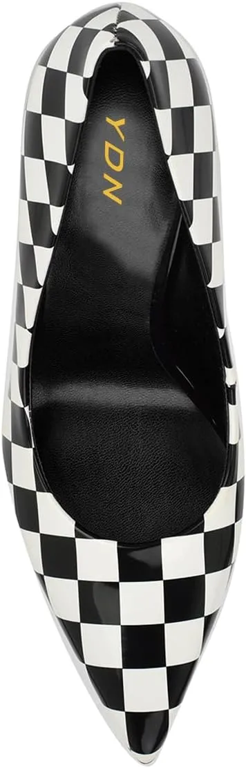 YDN Women's Chic Pointed Closed Toe Mid Heel Pumps Slip on Stiletto Slide Dress Shoe for Party Prom Size 4-15 US