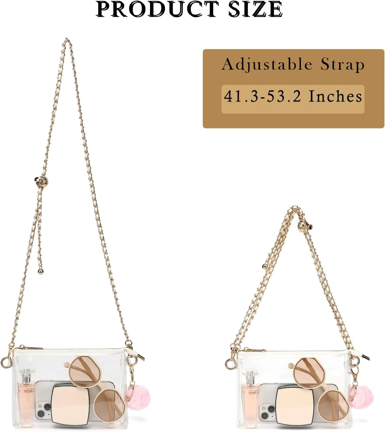 YGR Womens Clear Bag for Stadium Events PVC Small Crossbody Purse for Concert, Party Sports Stadium Approved Present