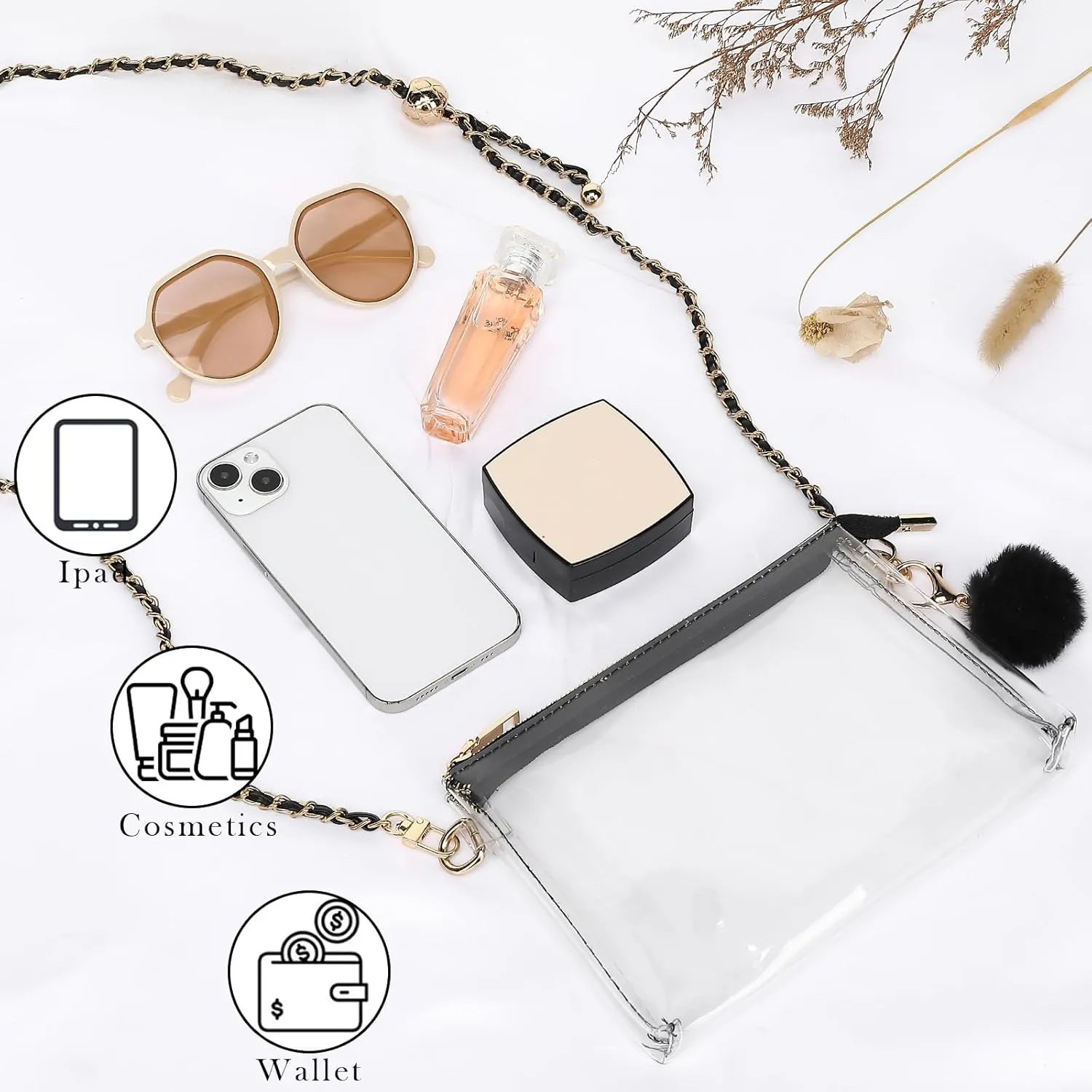 YGR Womens Clear Bag for Stadium Events PVC Small Crossbody Purse for Concert, Party Sports Stadium Approved Present