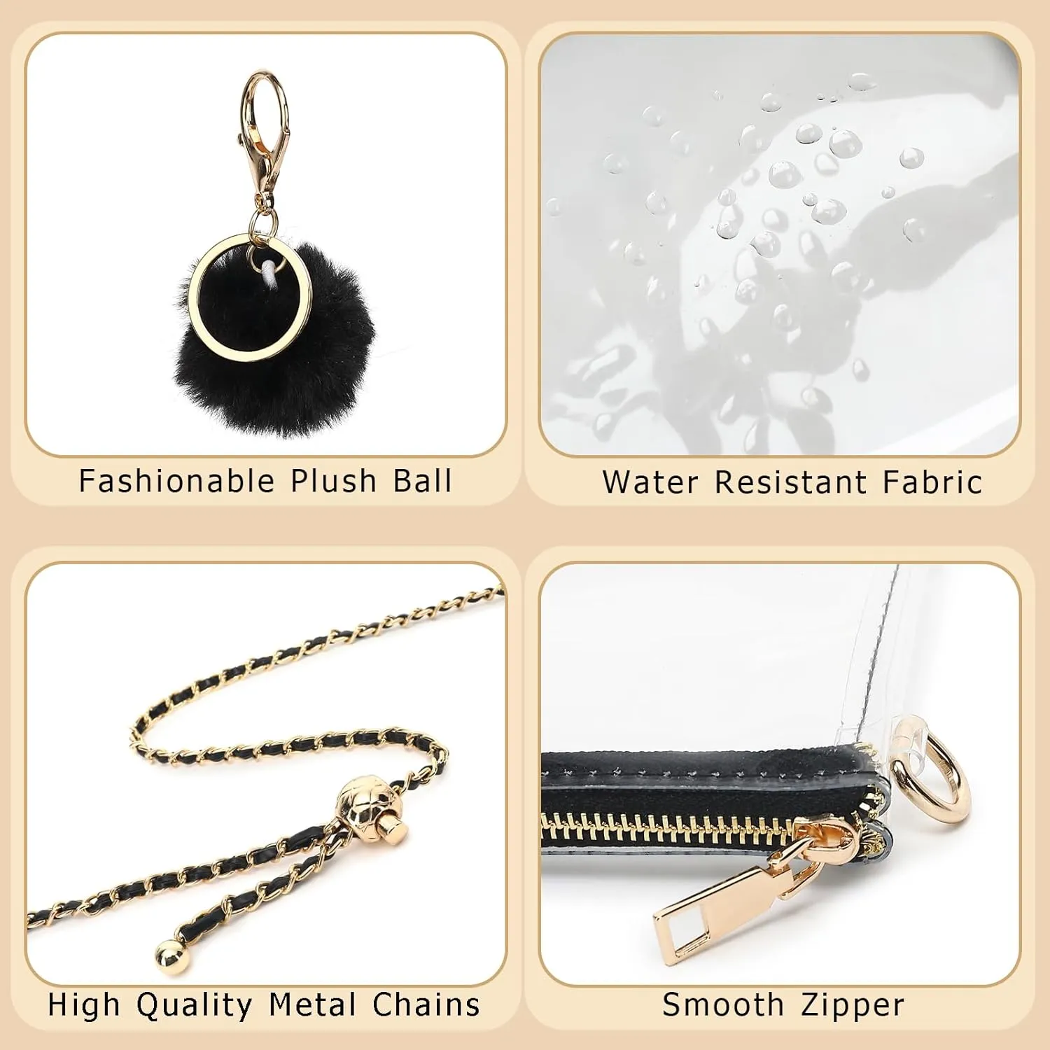 YGR Womens Clear Bag for Stadium Events PVC Small Crossbody Purse for Concert, Party Sports Stadium Approved Present