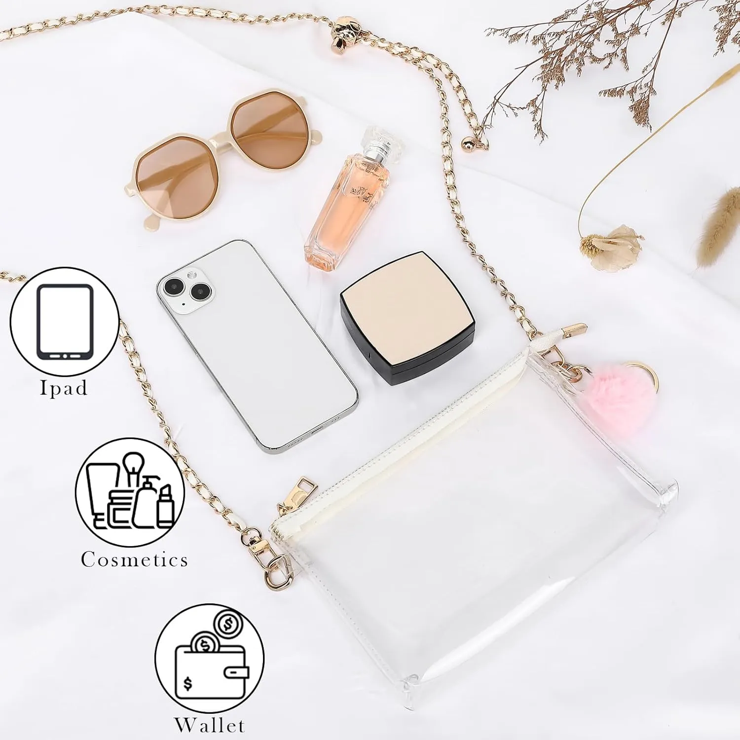 YGR Womens Clear Bag for Stadium Events PVC Small Crossbody Purse for Concert, Party Sports Stadium Approved Present