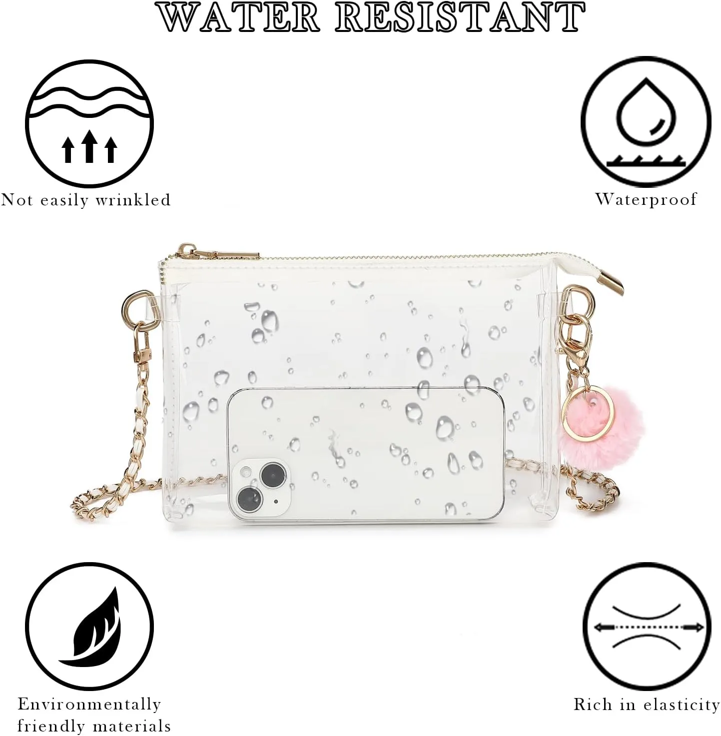 YGR Womens Clear Bag for Stadium Events PVC Small Crossbody Purse for Concert, Party Sports Stadium Approved Present