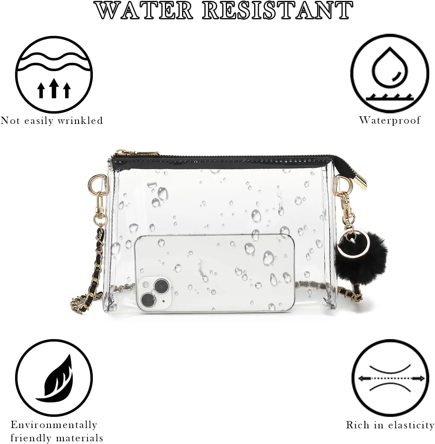YGR Womens Clear Bag for Stadium Events PVC Small Crossbody Purse for Concert, Party Sports Stadium Approved Present