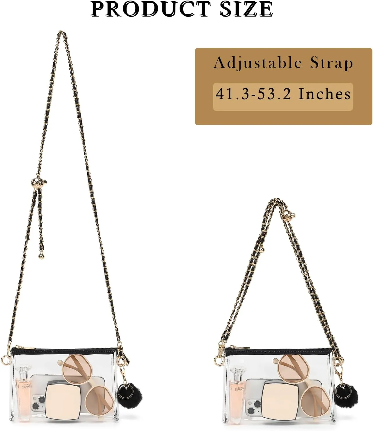 YGR Womens Clear Bag for Stadium Events PVC Small Crossbody Purse for Concert, Party Sports Stadium Approved Present
