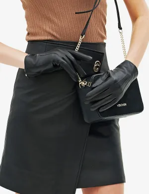 YISEVEN Women's Winter Genuine Leather Gloves Touchscreen Three Points