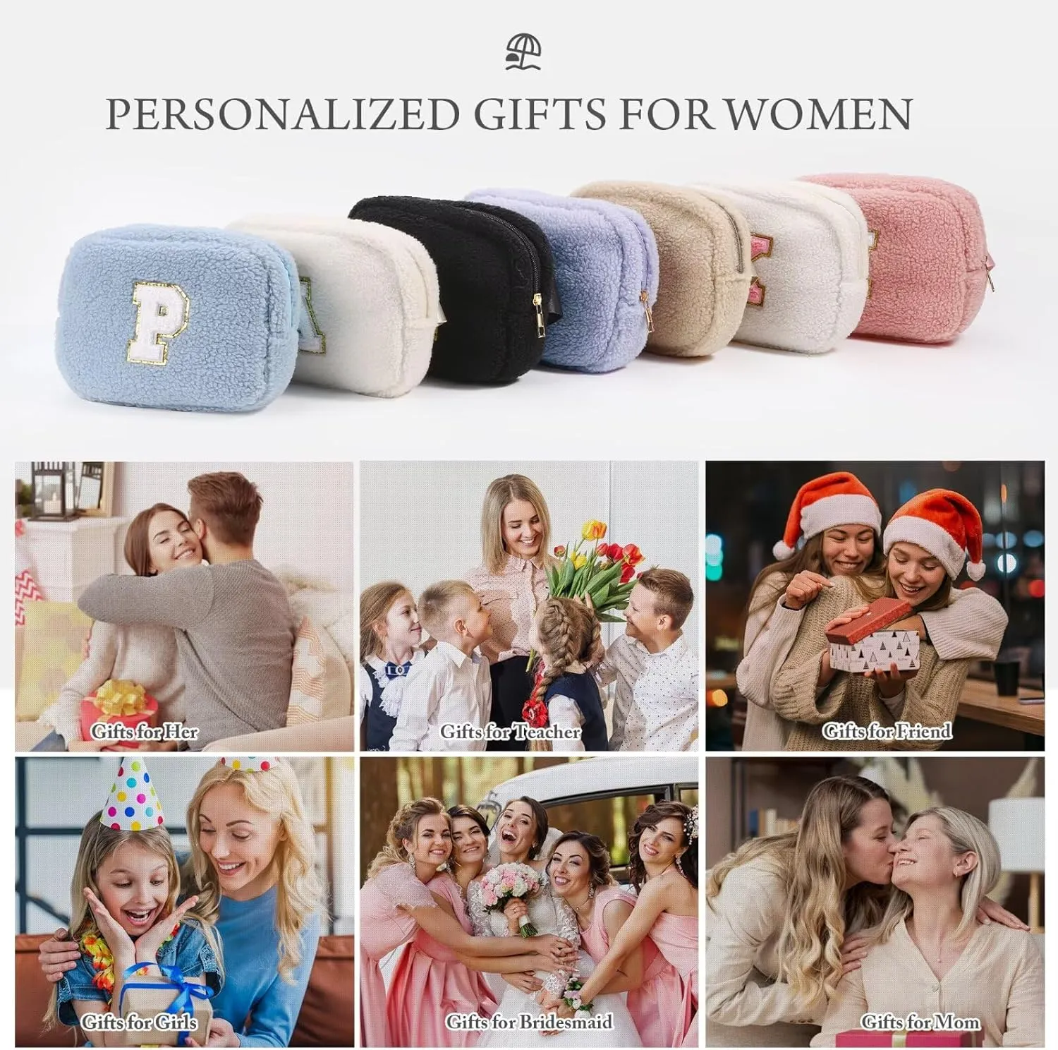 YOOLIFE Birthday Gifts for Women Daughter Sister Friends Mom Girlfriend Aunt Niece, Fleece Belt Bag Initial Fanny Pack Crossbody Bag, Khaki S