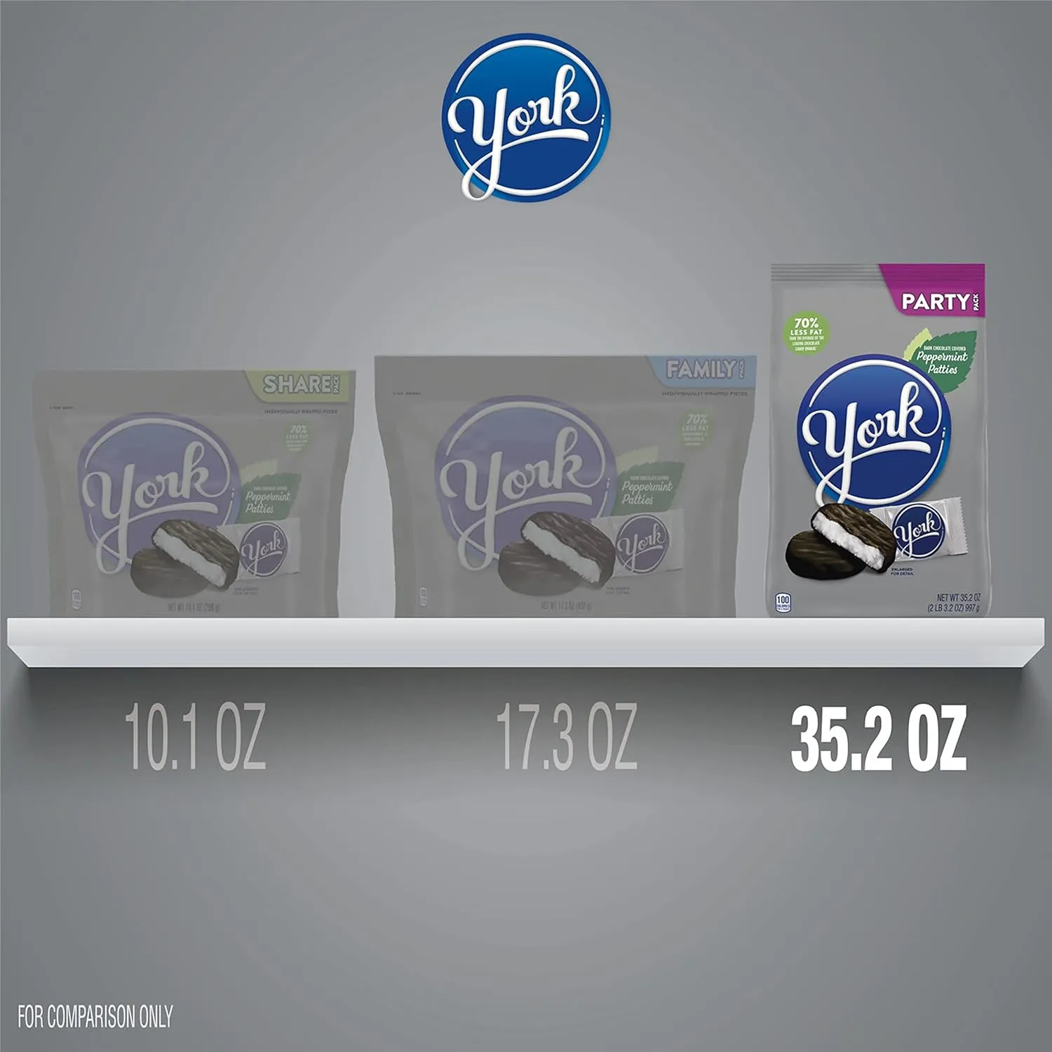 YORK Dark Chocolate Peppermint Patties, Candy Party Pack, 35.2 oz