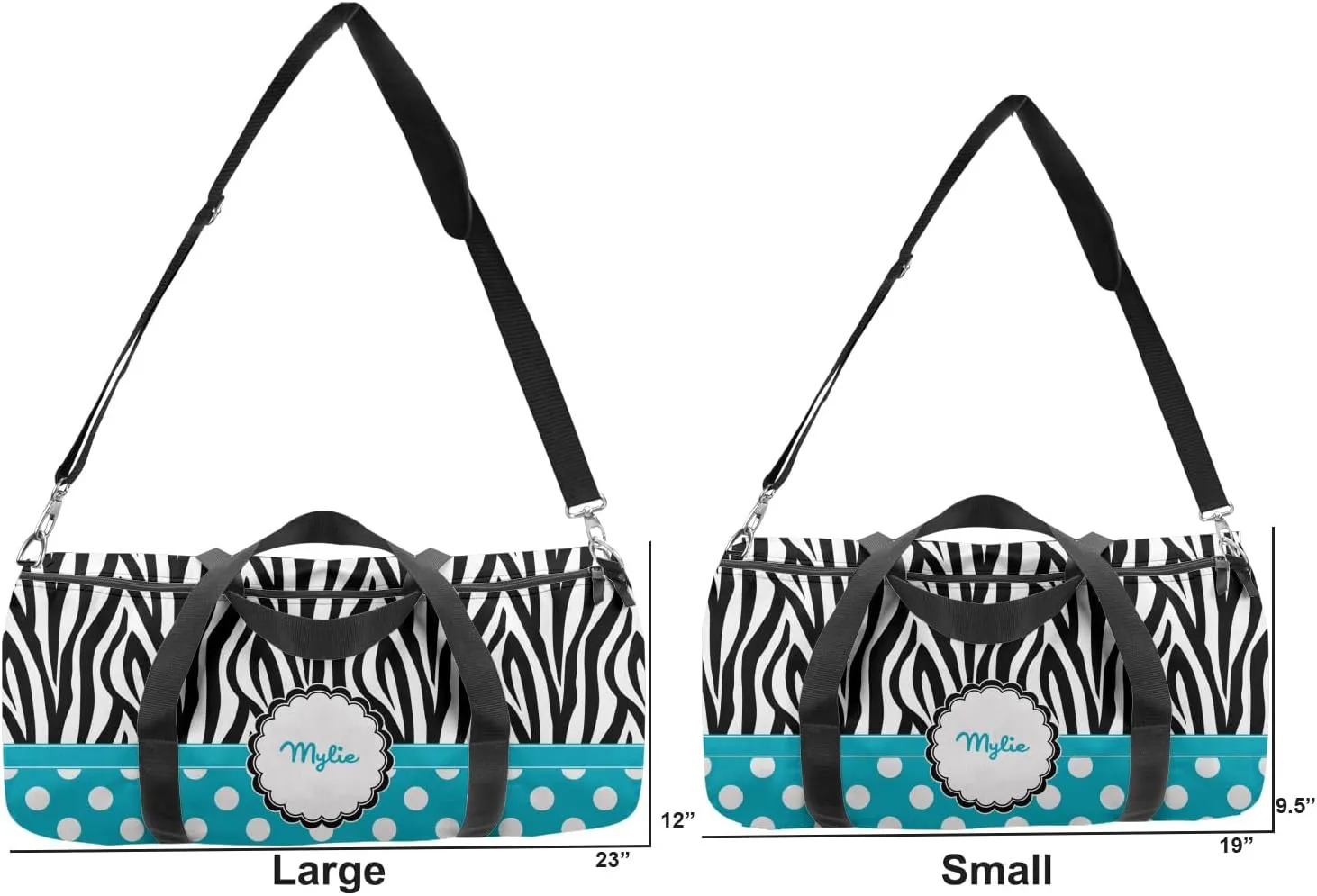 YouCustomizeIt Personalized Dots & Zebra Duffel Bag