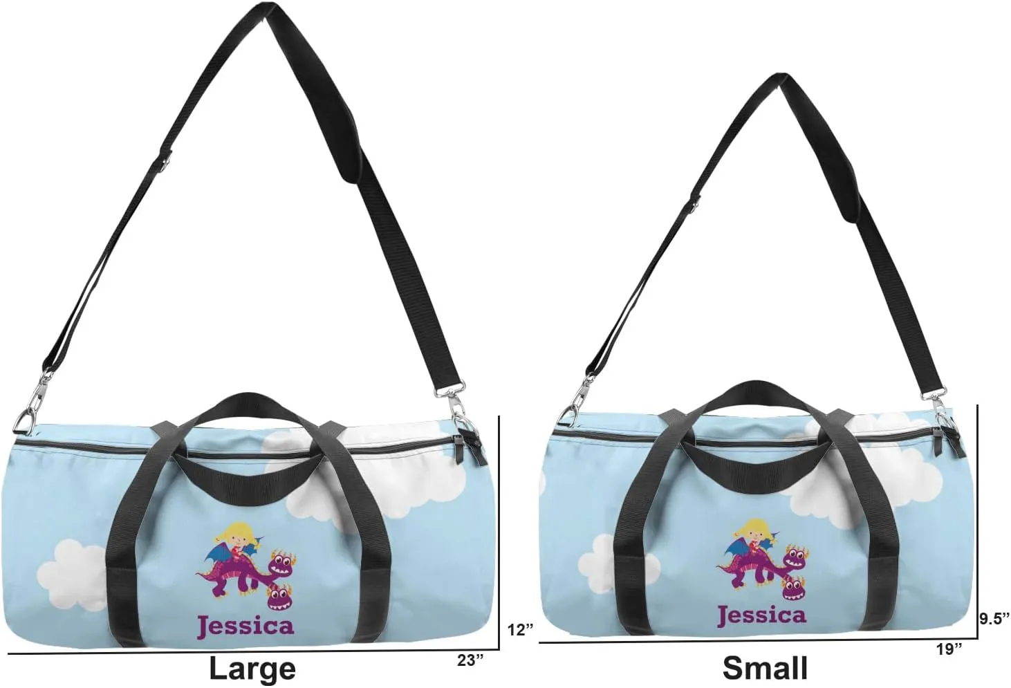 YouCustomizeIt Personalized Girl Flying on a Dragon Duffel Bag