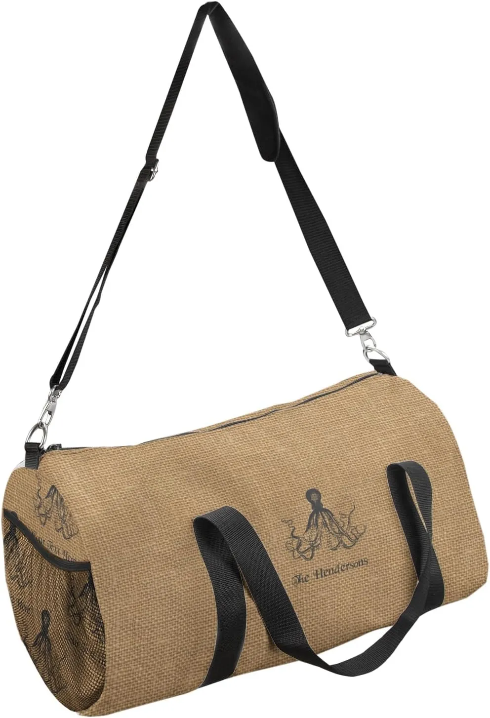 YouCustomizeIt Personalized Octopus & Burlap Print Duffel Bag