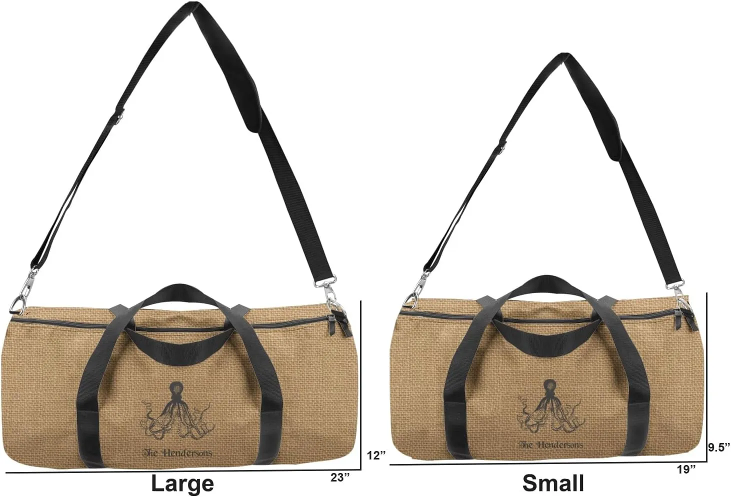 YouCustomizeIt Personalized Octopus & Burlap Print Duffel Bag