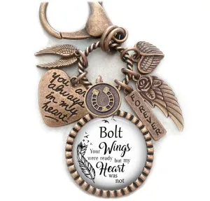 Your Wings Were Ready But My Heart Was Not, Horse Memorial, Custom Name, Purse Clip, Backpack Clip, Key Chain or Necklace, Unisex Design, Sympathy, Bereavement Gift, Loss of Horse