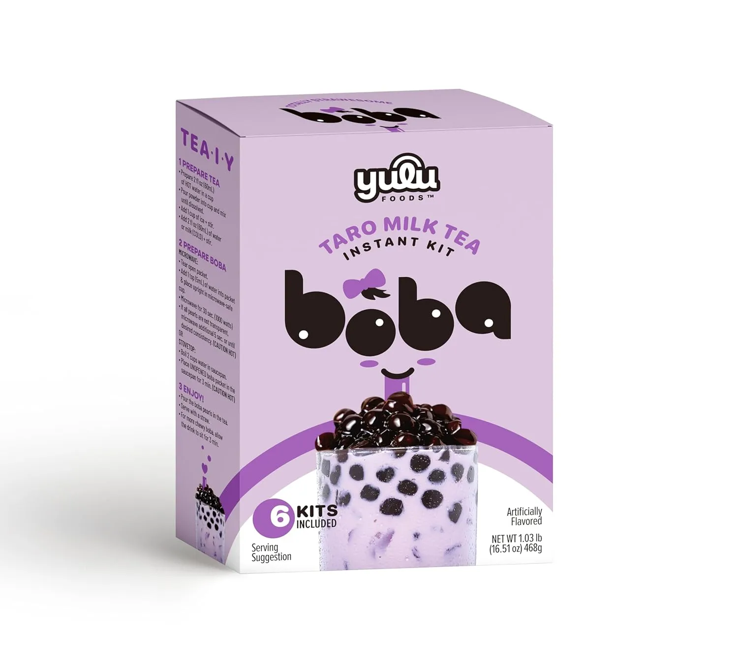 YULU FOODS Instant Bubble Pearls for Taro Milk Tea with Brown Sugar Flavor – 6 Servings