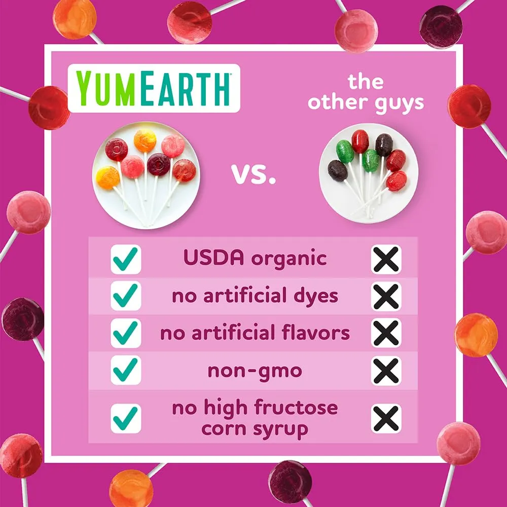 YumEarth Organic Vitamin C Pops Variety Pack, 60 Fruit Flavored Favorites Lollipops, Allergy Friendly, Gluten Free, Non-GMO, Vegan, No Artificial Flavors or Dyes