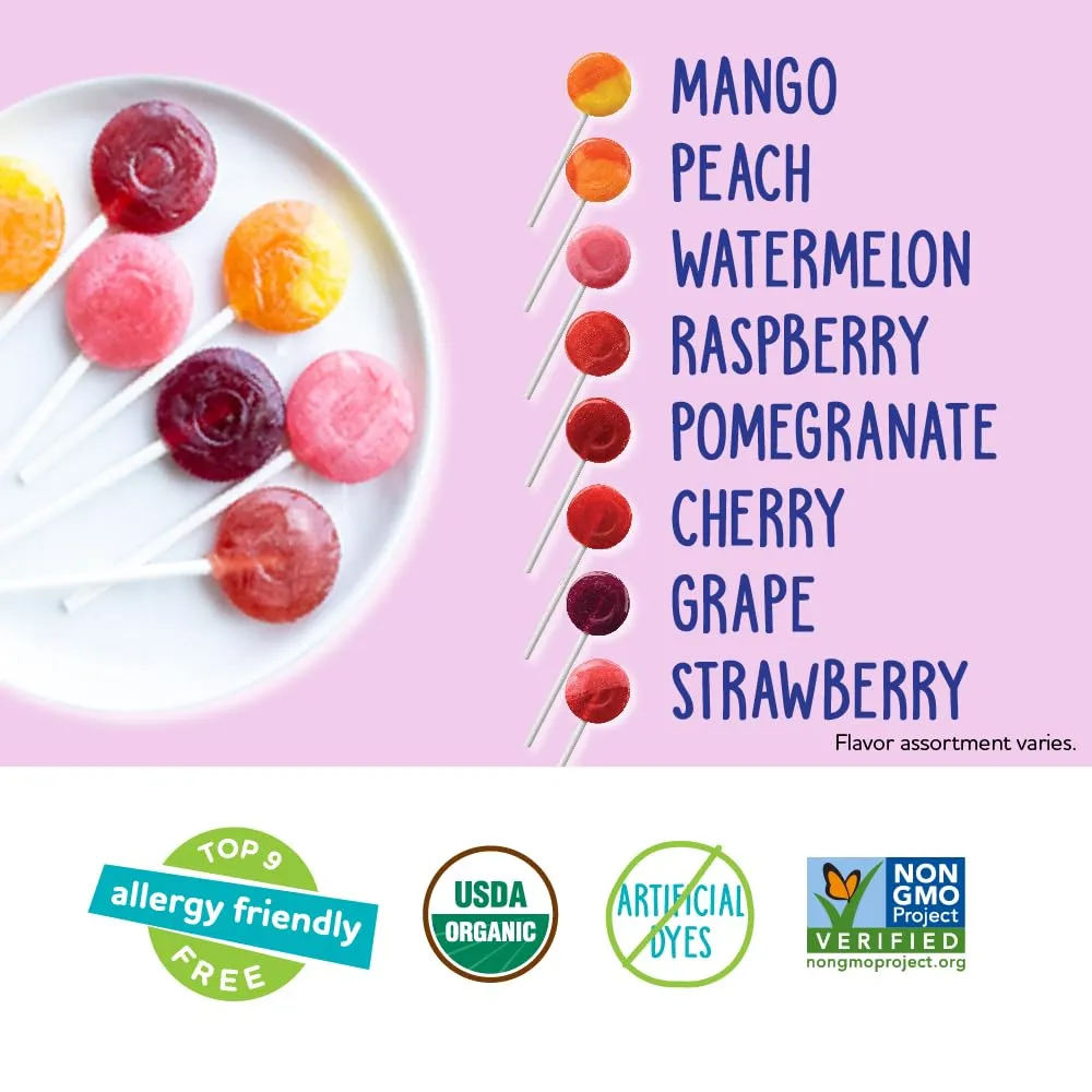 YumEarth Organic Vitamin C Pops Variety Pack, 60 Fruit Flavored Favorites Lollipops, Allergy Friendly, Gluten Free, Non-GMO, Vegan, No Artificial Flavors or Dyes