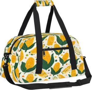 Yzrwebo Cute Corn Cob Kids Gym Sport Bag for Boys Girls, Yellow Corn Cob Travel Duffle Bag Gymnastics Dance Bag Teen Weekender Overnight Carry on Tote Bags