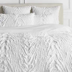 Z Gallerie Azalea Bedding Set – Elegant Textured Duvet Cover with Floral Design, Soft & Breathable Fabric, Luxurious Pearl White Comforter Set for Bedroom Décor (Queen/King)