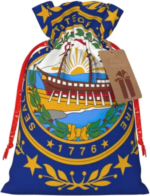 Zhuanyun New Hampshire state flag Printed present bag, linen present bag, easy to store present and daily necessities