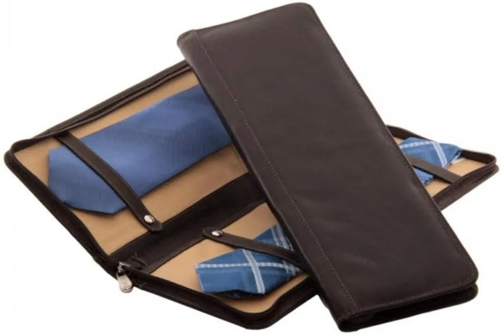 Zippered Tie Case with Snaps, Saddle, One Size